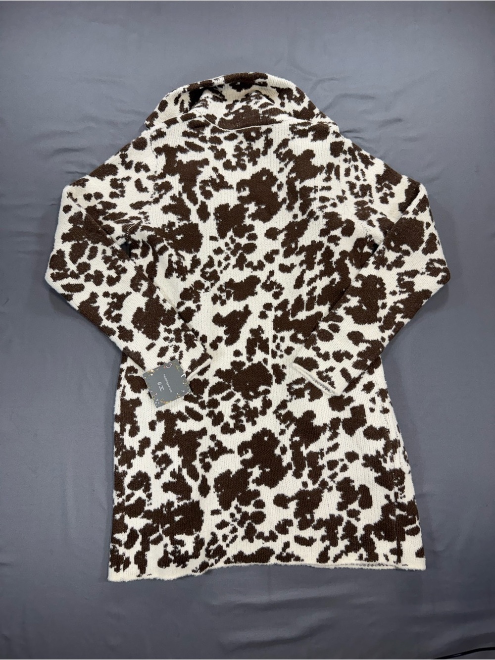 Haute Hippie Brown & Cream Patterned Teddy Open Front Cardigan - Picture 5 of 7